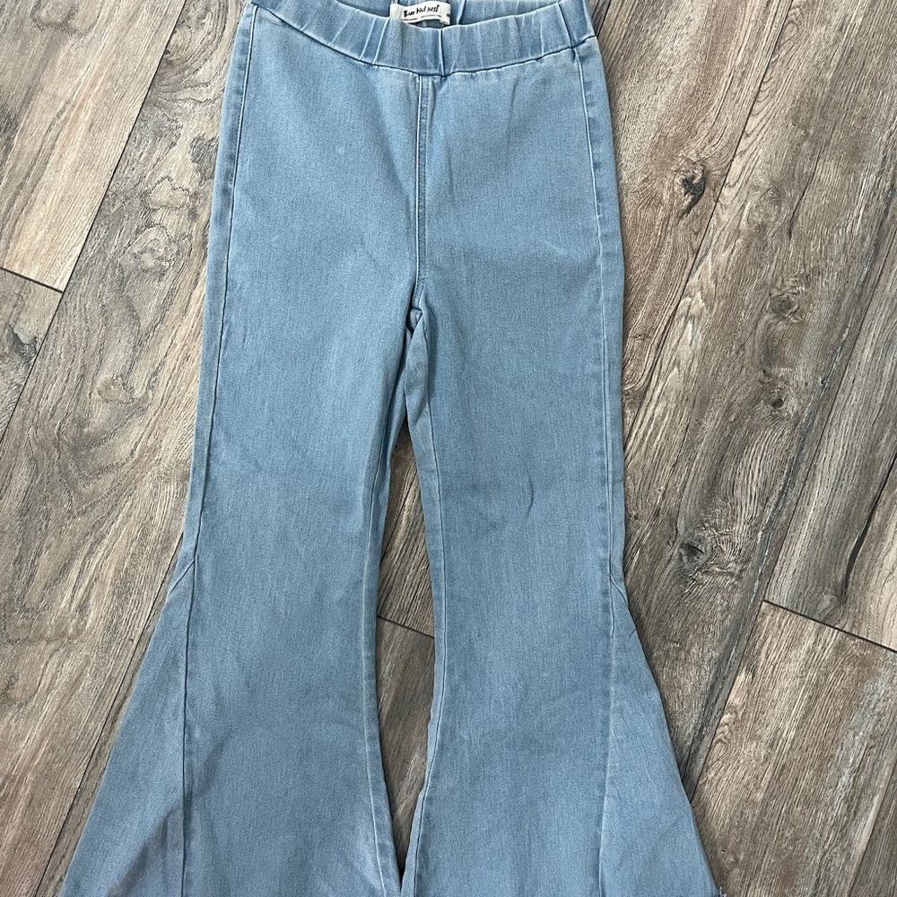 Three Bird Nest Jeans Women's M Denim Flare Light Wash Denim Flare Frayed Hem